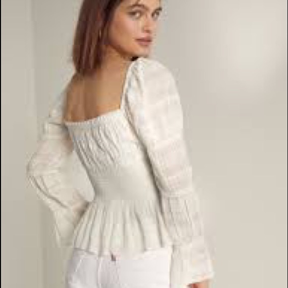 NWT WILFRED/ARITZIA PUFF LONG SLEEVE LACE FABLE PEASANT BLOUSE BLACK Sz M - Picture 4 of 6